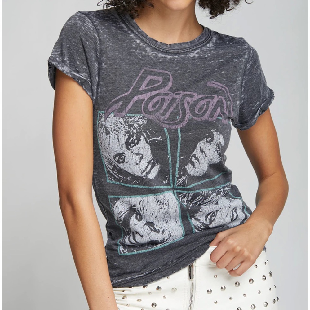 COPY - Recycled karma poison band tee. Super soft with blue and purple accents.…
